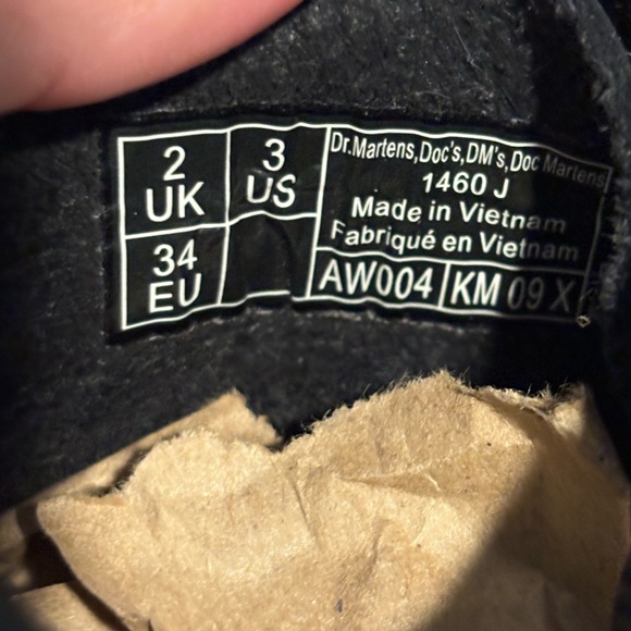 Dr. Martens Doc 1460 J Combat Boots Kids Youth Size 3Y Black Leather Side Zip - Picture 7 of 9